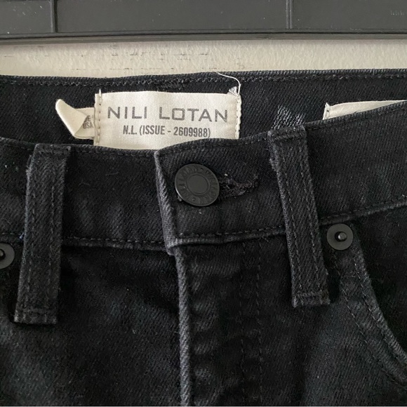 COPY - Nili Lotan Womens High Rise Skinny Jeans Jet Black Reverse Step Hem Fray - Picture 3 of 15